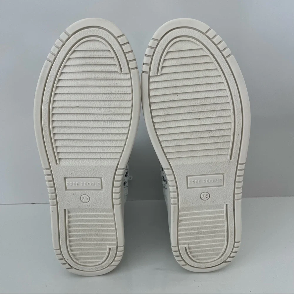 FREE PEOPLE Hayes Woven Leather High Top Sneakers in Ivory - Picture 12 of 13